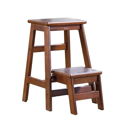 Escalera plegable Escalera plegable de 2 escalones, taburete plegable de madera maciza con pedal ancho antideslizante, caja fuerte for cocina, entrada al hogar, inodoro, dormitorio, oficina Escalera p