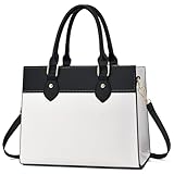 CHICAROUSAL Crossbody Purses and Handbags for Women PU Leather Tote Top Handle Satchel Shoulder Bags (d White black)