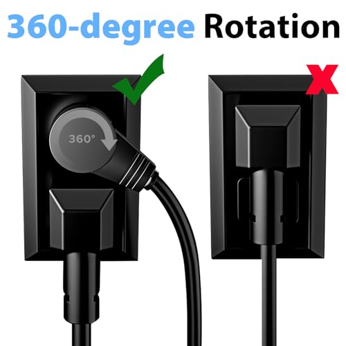 Extensión plana giratoria 360 grados, paquete de 3, 46 cm, negro miniatura 4