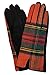 Womens Orange Red & Green Plaid Stretch Fit Texting & Tech Touchscreen Gloves