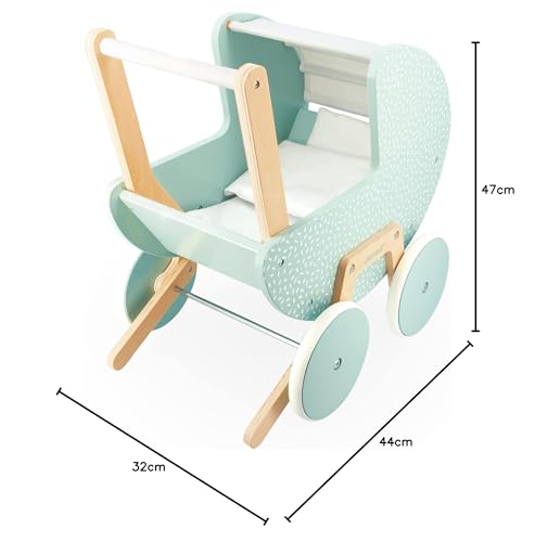 Carrozzina in legno per bambole con copertina e cuscino - Zen - 12