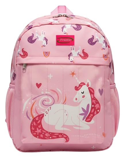 Image of Frantic Waterproof Polyester 35 L School Backpack With Pencil /Staionery Pouch School Bag Class 1 to 8 Daypack Picnic Bag For School Going Boys & Girls(RR Pink Dream Unicorn B)