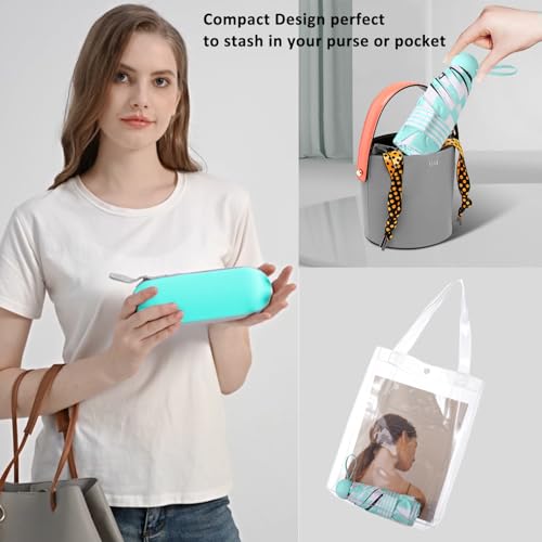 Image of BAODINI Travel Mini Umbrella for Purse with Case-Small Compact UV Umbrella Protection Sun-Lightweight Tiny Pocket Umbrella with Case for Women, Girls
