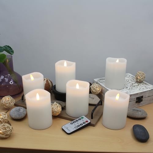Image of Stonebriar 3 Count White Real Wax 3x4 Flameless LED Pillar Candles with Remote and Timer