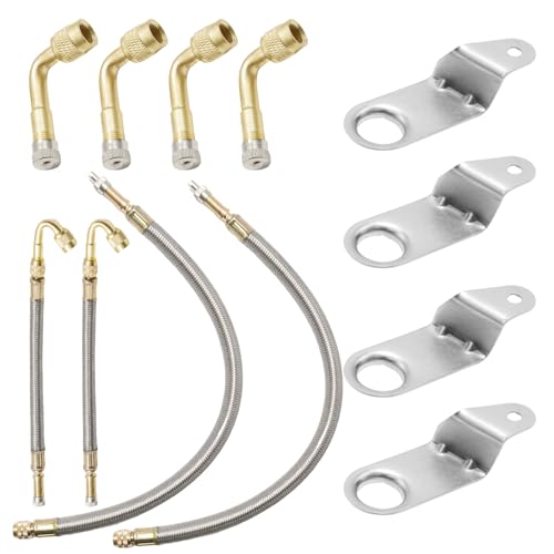 Saihisday Double Tires Air Inflation Kit, Valve Stem Extenders Kit, Suitable for Car and Various Truck Tires, Used for Air Inflation（No nut）