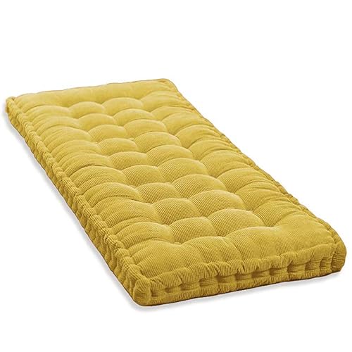Cojín extra grueso de algodón con relleno de 10 cm, ideal para 2/3 seatres, banco, suelo, asiento, colchoneta para jardín, patio, columpio, 160 x 40 cm, color amarillo