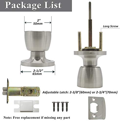 Probrico Tulip Style Brushed Nickel Passage Door Knob,Keyless Stainless Steel Non-Locking Handle For Hallway And Closet,Interior Hardware For Left And Right Handed Doors(1 Pack) #TOP6