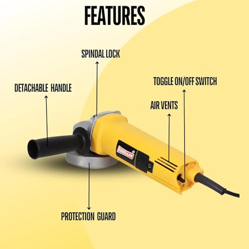 Image of Inditrust Dumdaar Angle grinder machine 950W 100% Copper Winding 801 model machine (YELLOW)