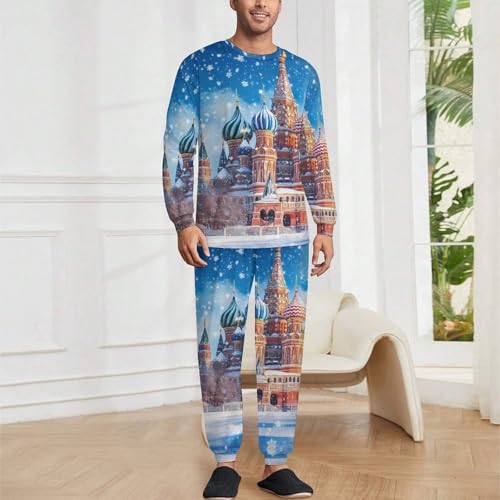 Saint-Basils Cathedral Mens Pajamas Set Long Sleeve Sleepwear Pjs Set Shirts And Bottoms Sleep Sets Loungwear2