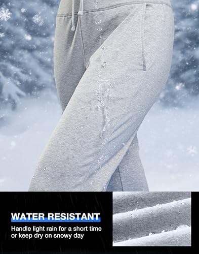 Image of G Gradual Women's Fleece Lined Joggers with Zipper Pocket Water Resistant Running Hiking Pants Winter Warm Thermal Sweatpants