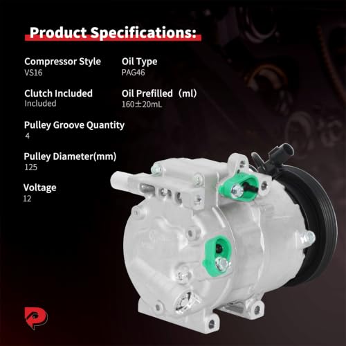Image of PHOBOOS A /C compressor with Clutch Compatible with Hyundai Accent 2006-2009, Dodge Attitude 2006-2010 /2012, 1.6L, Fast Cooling, Low Noise, Easy Installation, Ref. CO-10925C