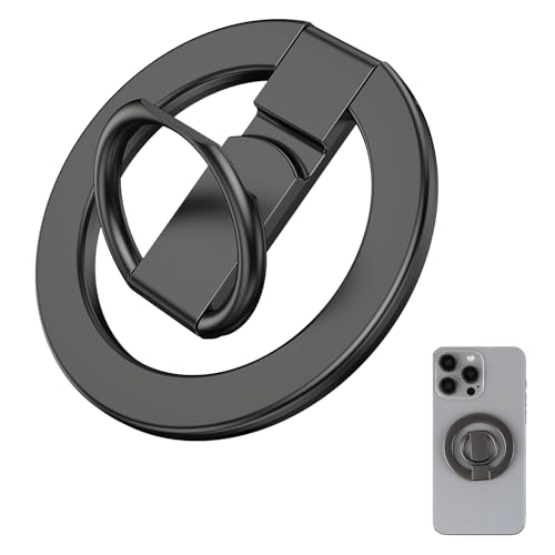 MagSafe - Supporto magnetico ad anello per telefono girevole a 360° regolabile rimovibile compatibile con iPhone 15 Pro Max 14 13 12 Samsung Android accessori nero