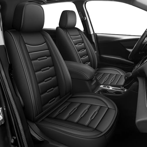 IKABEVEM 1:1 Custom Full Set 8 Seats Car Seat Covers Fit for Subaru Ascent 2019-2025 Premium Waterproof Faux Leather Car Seat Protectors Compatible with Airbags (8 Seat, Black)