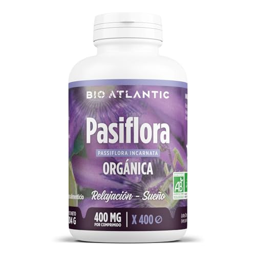 ✿ Pasiflora Orgánica - 1600 mg por dosis diaria - Relajación, Sueño - 400 comprimidos - Alta Concentración, Formato Ahorro, Premium y Vegetal