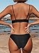 CUPSHE Women's Bikini Triangle Sexy Solid Two Piece Bathing Suit,XS Black