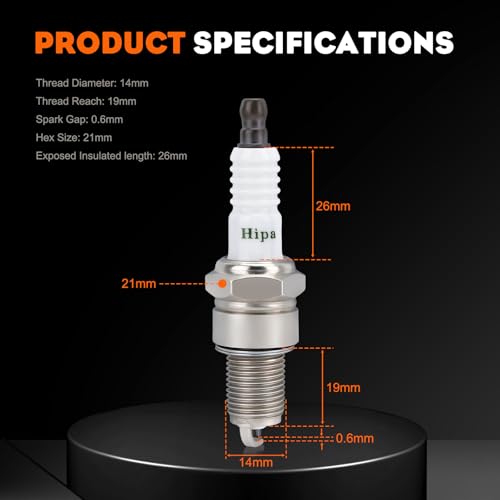 Image of Hipa BPR6ES Spark Plugs Compatible with NGK 7131 Torch F6RTC MTD 951-10292 751-10292 Honda 98079-56846 Engines & Other Small Engines (Pack of 4)