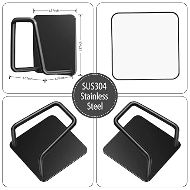 Sponge Holders for Kitchen Sink 2 Packs, Black 304 Multifuctional Stainless Steel Holder, 3.3 lbs Capacity