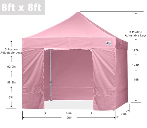 Image of ABCCANOPY Commercial Pop Up Canopy Tent with Sidewalls 8X8,Pink