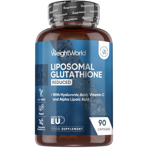 WeightWorld L-Glutathione Supplement 1000mg - 90 Capsules - with Vitamin C Hyaluronic Acid & Alpha Lipoic Acid - Non-GMO & Vegan - Reduced Liposomal Glutathione Capsules for Men & Women