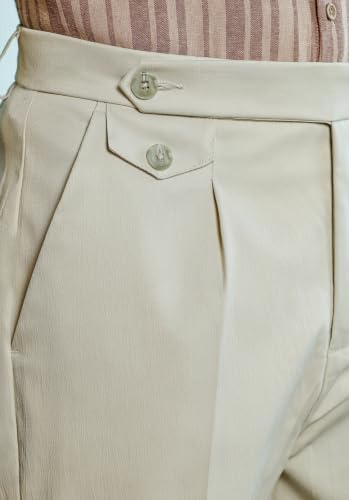 CAHOOT Men Extended-Button Pleated Tailored Trousers - Image 8