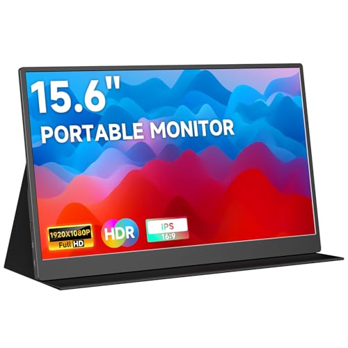 Image of memzuoix 15.6 inch 60hz FHD 1080p Portable Monitor with Black Smart Cover and 2 Built-in Speakers, for Laptop PC Mac Phone Xbox PS4 /PS5