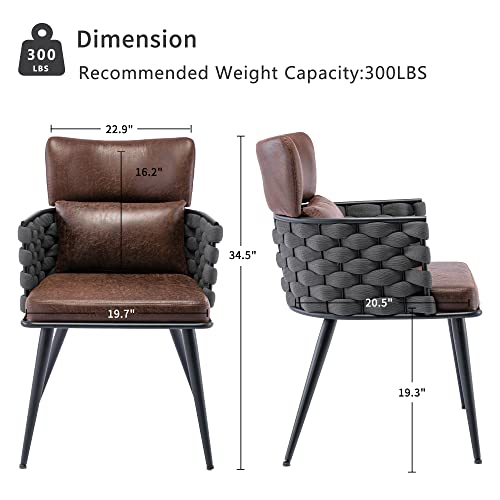 Bfz Dining Chairs Set Of 2, Mid-Century Modern Dining Chairs With Metal Legs, Faux Leather Woven Dining Chairs For Dining Room, Kitchen, Living Room #TOP2