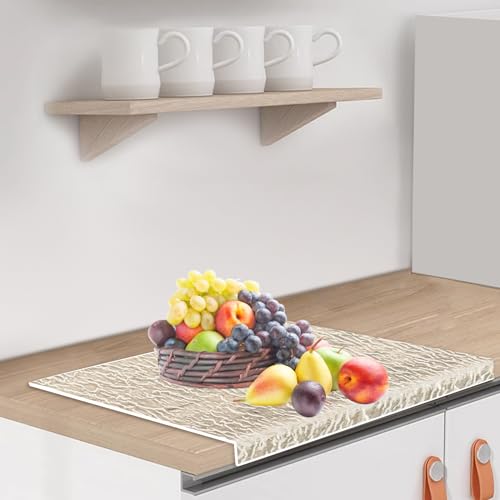 Abrihome Acrylic Cutting Board with Counter Lip, Clear Non slip Acrylic Cutting Board for Kitchen Countertop Protection (Textured 16.7 * 12.8IN)
