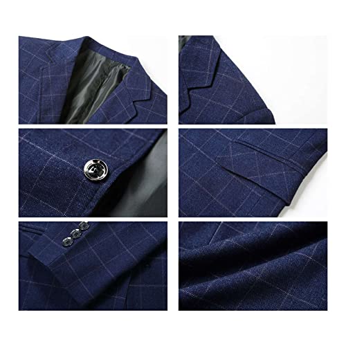 Blazers for Men Business Casual Slim Fit Suit Sonos Plaid Colar Entalhado Terno Formal