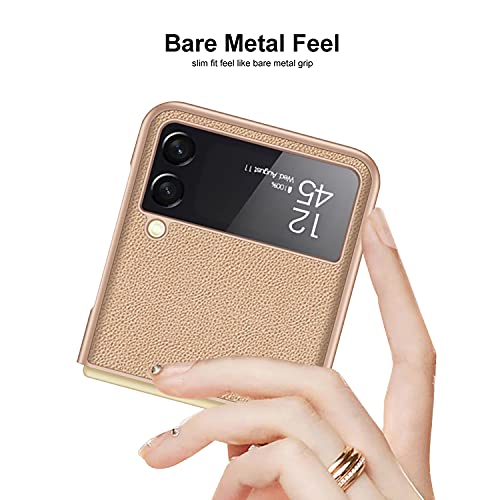 Yatchen Linda capa aplicável ao Samsung Galaxy Z Flip 3, compartimento de cartão de couro de luxo +