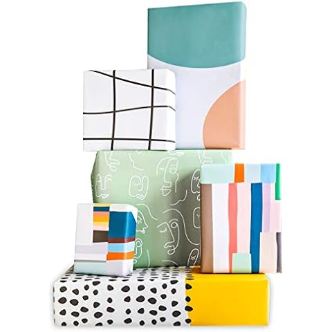 Designer Trendy Wrapping Paper Gift Wrap Multipack 12 x Sheets Quality Kraft Folded Paper with 12 Matching Tags - Geometric Art Design by The Doodle Factory 100% Recyclable Paper Made in The UK Cover