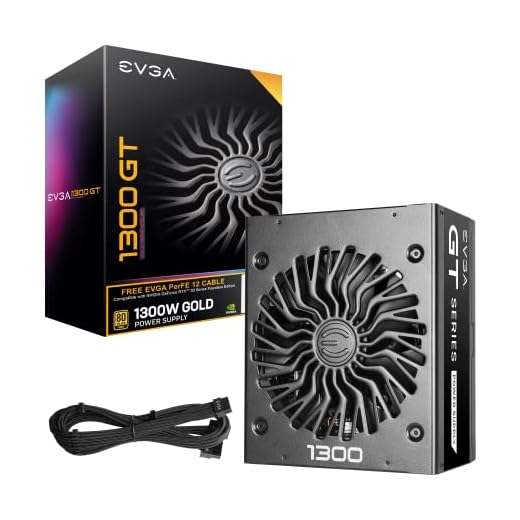 EVGA SuperNOVA 1300 GT + Free PerFE 12 Cable, 80 Plus Gold 1300W, Fully Modular, Eco Mode with FDB Fan, 10 Year Warranty, Includes Power ON Self Tester, Compact 180mm Size, Power Supply 220-GT-1300-XR