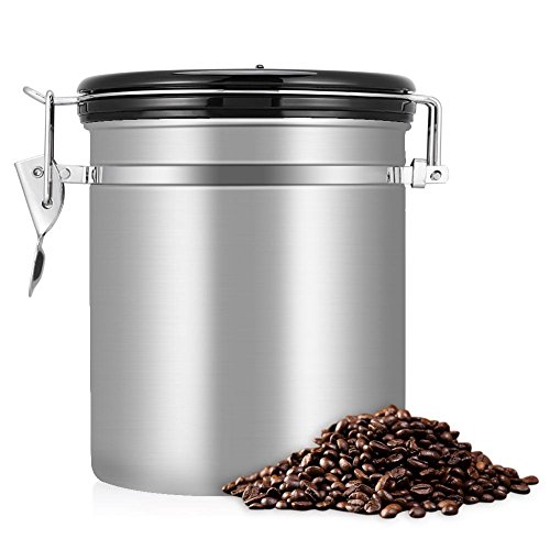 Prexey 1.5L 304 de acero inoxidable hermético granos de café contenedor recipiente de almacenamiento lata(银色)