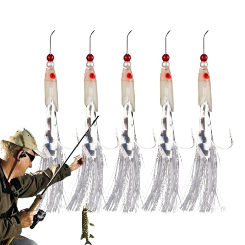 Señuelos de para bar – 5 señuelos de en el mar luminoso – Cebos acuáticos principiantes y expertos, material de agua dulce y salada para trucha dorada, perca, salmón y caballa