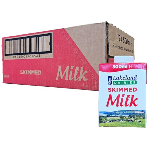 Lakeland Dairies Long Life Skimmed Milk, 500ml Cartons, Pack of 12