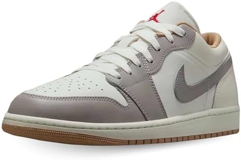 Tênis masculino Air Jordan 1 Low (Sail/College Grey/Hemp/Fire Red