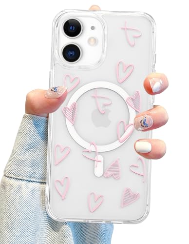 Coque iPhone 11 MagSafe en TPU souple antichoc motif cœur rose Jusy