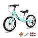Bueuwe 14 16 Pollici Bicicletta Senza Pedali 3-8 Anni,Bici Equilibrio con Freno,Altezza del Sedile Regolabile,Prima Bicicletta Giocattolo per Bambini,Giocattoli da Equitazione All'Aperto,Verde,14 in