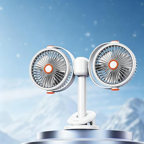 Ventilador de clip portátil recargable USB-C silencioso de doble cabeza 4