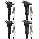 BDFHYK Ignition Coil Pack UF651 and Iridium Spark Plug 9686 Compatible with Kia Soul 2012 2013 2014 2015 Hyundai Elantra Coupe GT 2016-2018 Hyundai Tucson Kia Forte Coil Pack 1.8L 2.0L l4 Set of 4