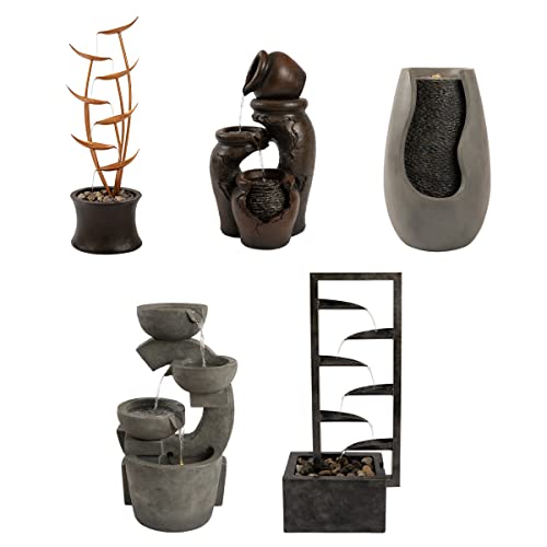 Pure Garden 7-Tier Fountain – Modern Decorative Polyresin And Metal Electric Outdoor Hand Painted Cascading Water Feature With 1 Gallon Capacity, Bronze #TOP7