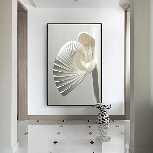 Lienzo abstracto nórdico blanco de 60x80cm geométrico sin marco