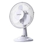 Status IONOS 9 Inch Desk Fan with 2 Speed Settings, Adjustable Tilt Head & Carry Handle for Desktop or Bedside Cooling, White (ION9DESKFAN1PKB)