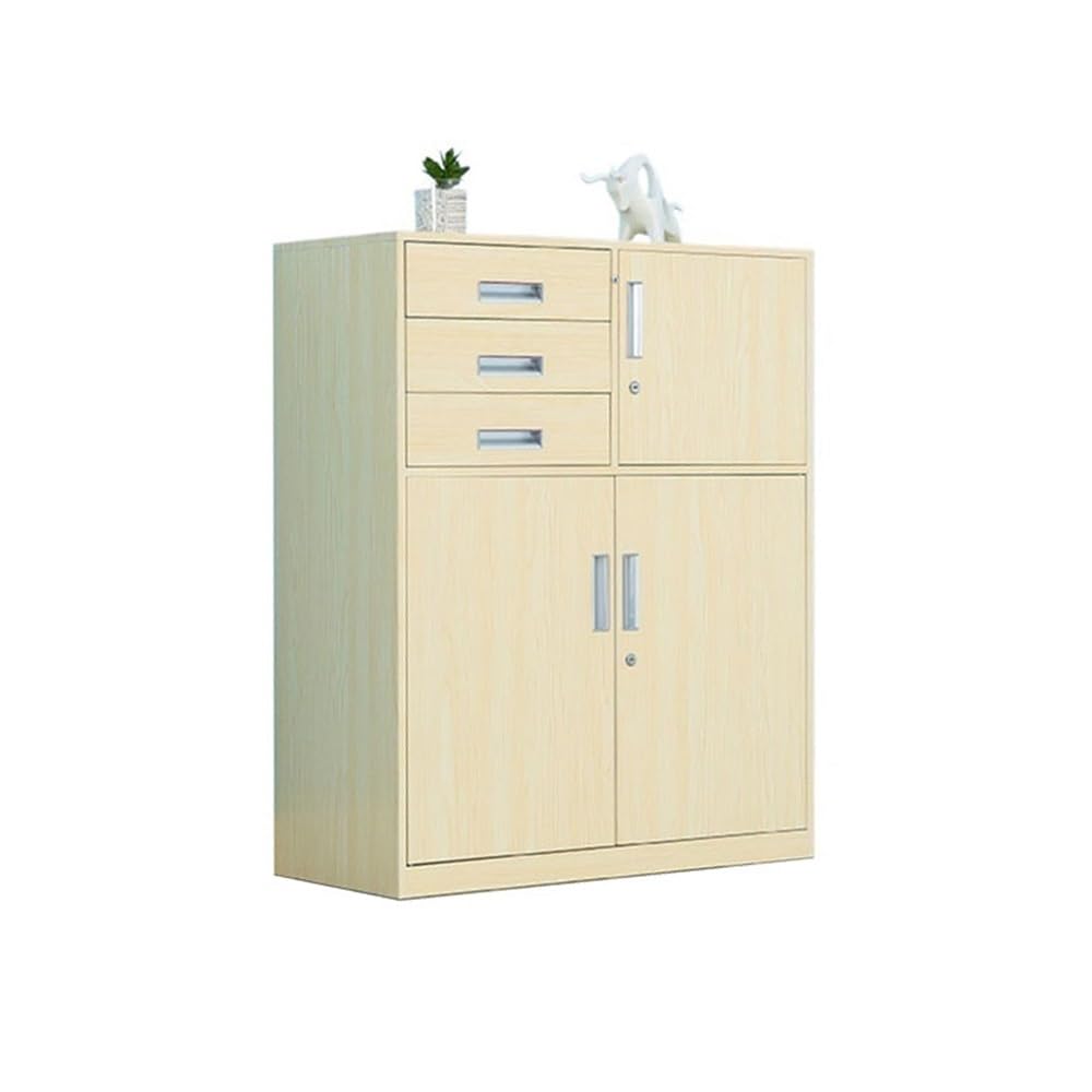 Aioneer Beige File Cabinet Multifunctional Office File Cabinet Large Capacity Three-Drawer File Data Storage Cabinet 1 Iron Household Storage Cabinet Filing Cabinet