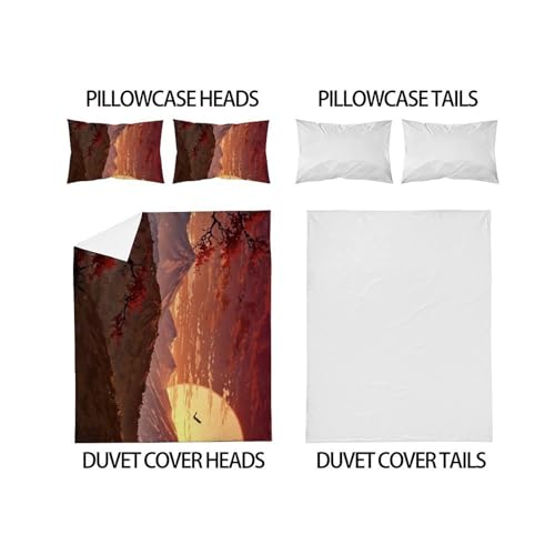 Coucher de soleil housse de couette double 3D avec taies d'oreiller