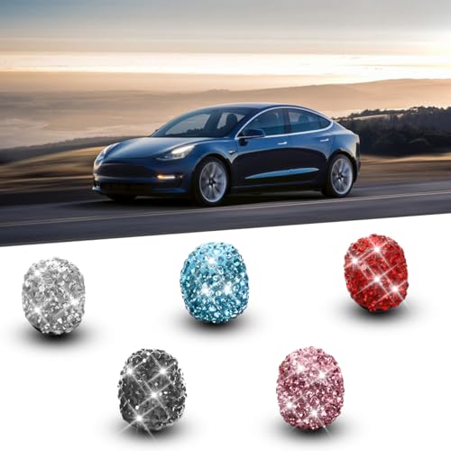 Osilly Bling Car Tire Valve Stem Caps, 4PCS Crystal Rhinestone Auto Tire Valves Protective Cover, Dustproof Vehicle Wheel Air Caps, Bling Car Accessories for SUV Truck Motorcycle Bike (Black) - Thumbnail 5