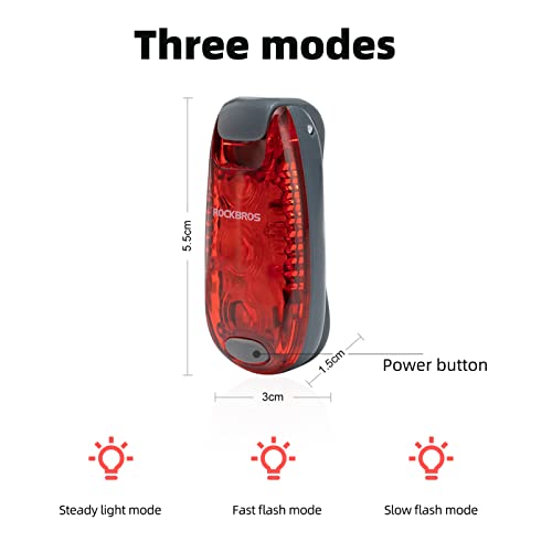 image for ROCKBROS LED Safety Light Small Bike Lights Rear Tail Light (2 Packs) 