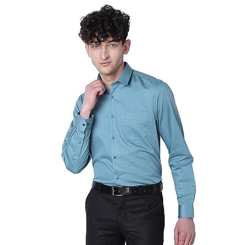 Image of J. HAMPSTEAD Cotton Regular Fit Checks Formal Shirt for Men (JS11151F)