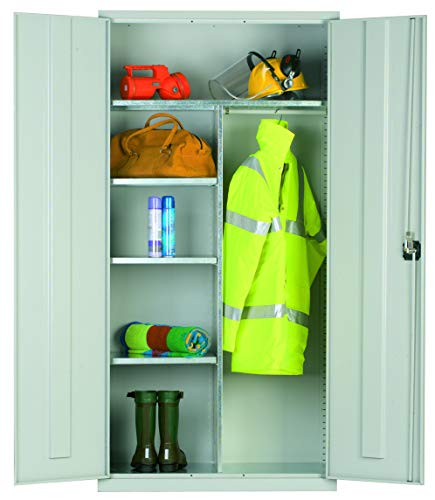 The Products Store PPE Clothing and Equipment Cupboard - Industrial Commercial Storage Cupboard - 1830mm High x 915mm Wide x 457mm Deep (Grey Standard)