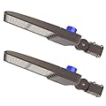 300W LED Parking Lot Light, 42000LM 5000K Shoebox Light, IP65 Waterproof, 100-277V, Commercial Outdoor Lighting, Dusk to Dawn Photocel, Adjustable Arm Mount for Parking Lot,Roadway, Yard, 2Pack