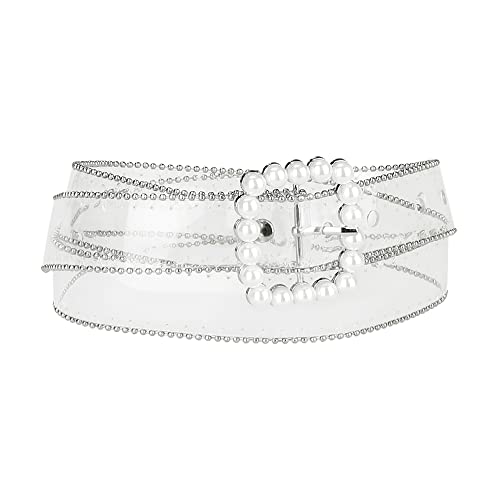 Allegra K Womens Clear Waist Belts for Jeans Transparent Belts Square Buckle